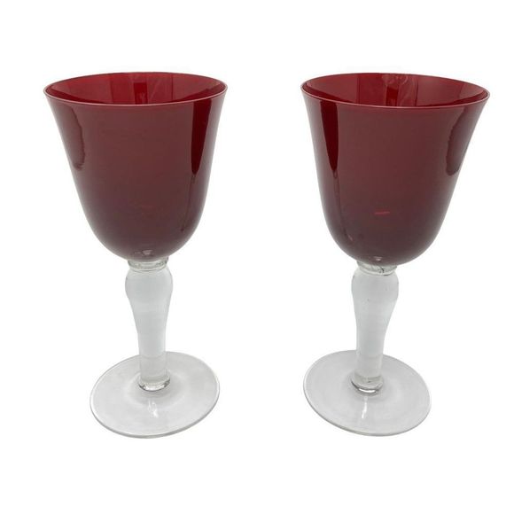Dining Vintage Ruby Red Wine Glasses Set Of 2 Artland Statue Iris